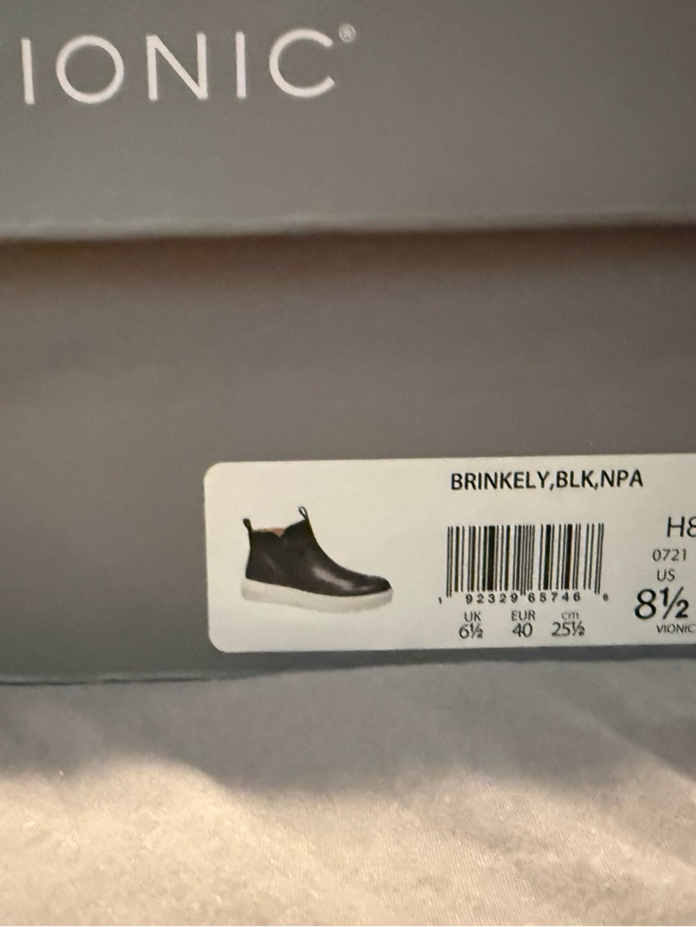 Vionic Black Leather Zip-Detail High-Top Sneaker with White Sole - Picture 6 of 6